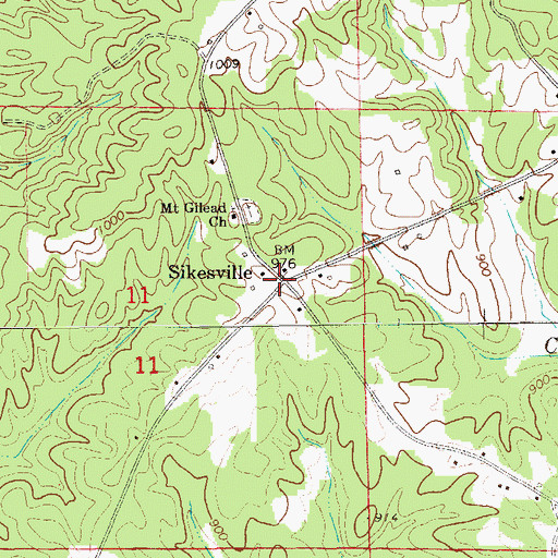 Topographic Map of Sikesville, AL