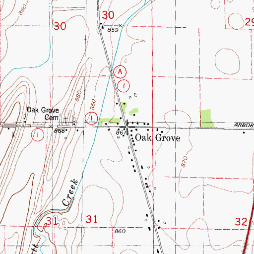 Topographic Map of Oak Grove, WI