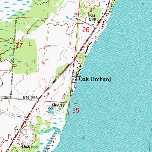 Topographic Map of Oak Orchard, WI