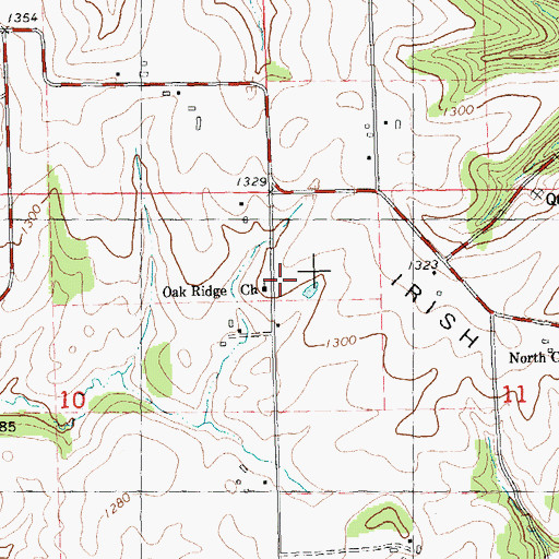 Topographic Map of Oak Ridge Church, WI