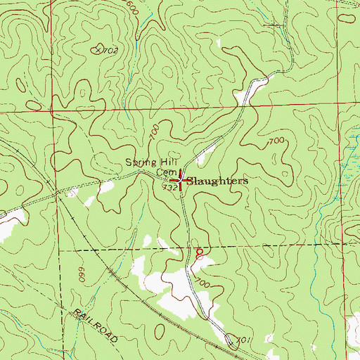 Topographic Map of Slaughters, AL