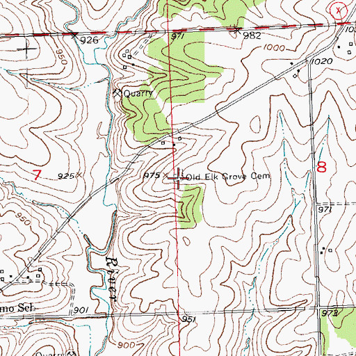 Topographic Map of Old Elk Grove Cemetery, WI