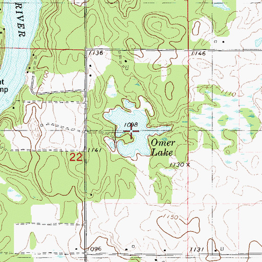 Topographic Map of Omer Lake, WI