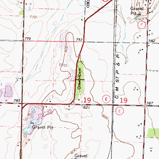 Topographic Map of Omro Cemetery, WI