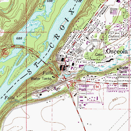 Topographic Map of Osceola, WI
