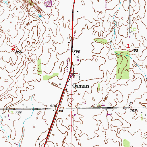 Topographic Map of Osman, WI