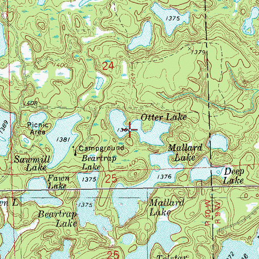 Topographic Map of Otter Lake, WI
