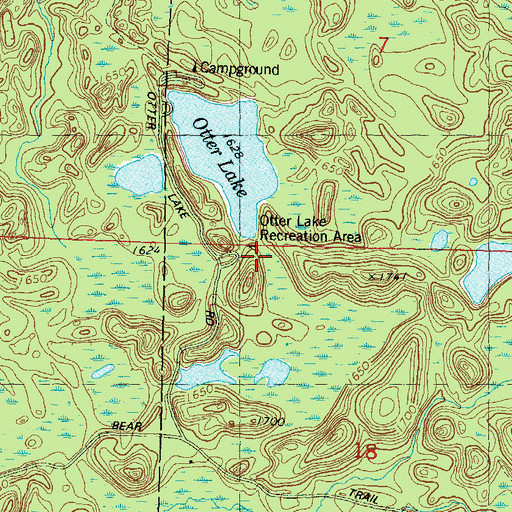 Topographic Map of Otter Lake Recreation Area, WI