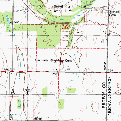 Topographic Map of Our Lady Chapel, WI