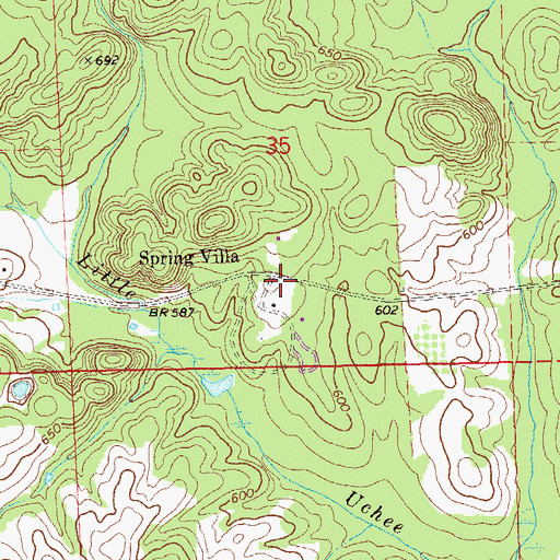 Topographic Map of Spring Villa, AL