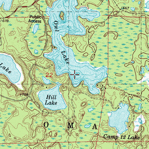 Topographic Map of Owl Lake, WI
