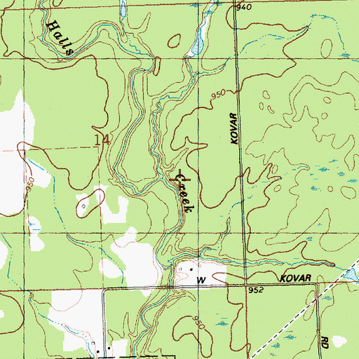Topographic Map of Paines Creek, WI