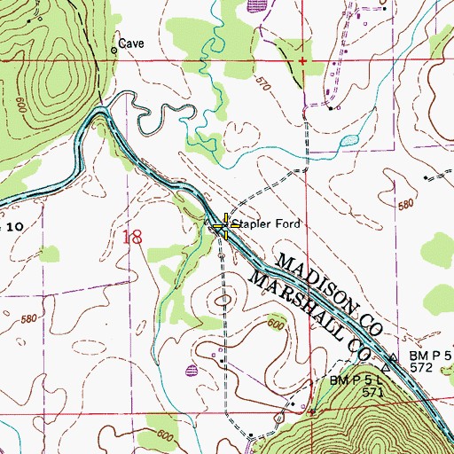 Topographic Map of Stapler Ford, AL