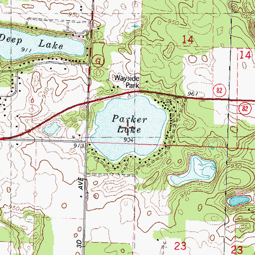 Topographic Map of Parker Lake, WI