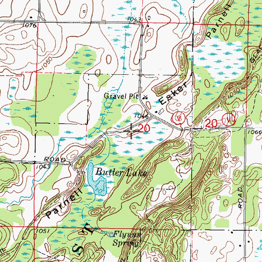 Topographic Map of Parnell Esker, WI