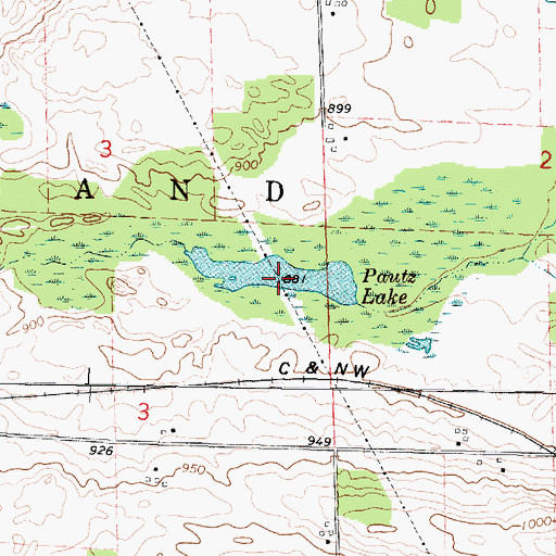 Topographic Map of Pautz Lake, WI
