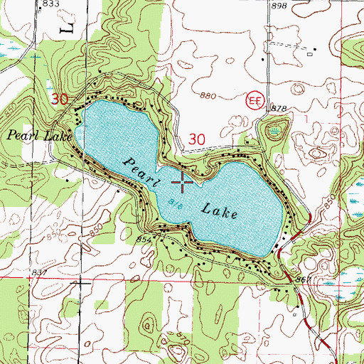Topographic Map of Pearl Lake, WI