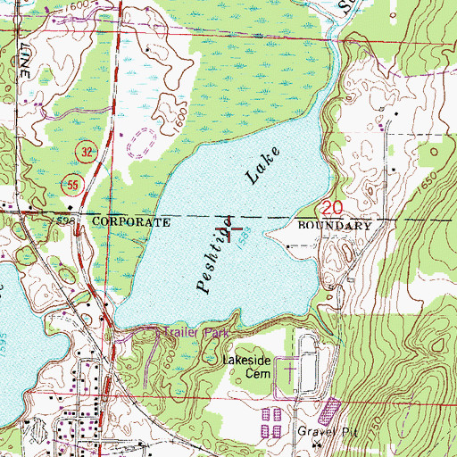 Topographic Map of Peshtigo Lake, WI