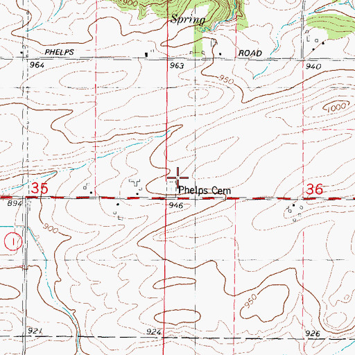 Topographic Map of Phelps Cemetery, WI