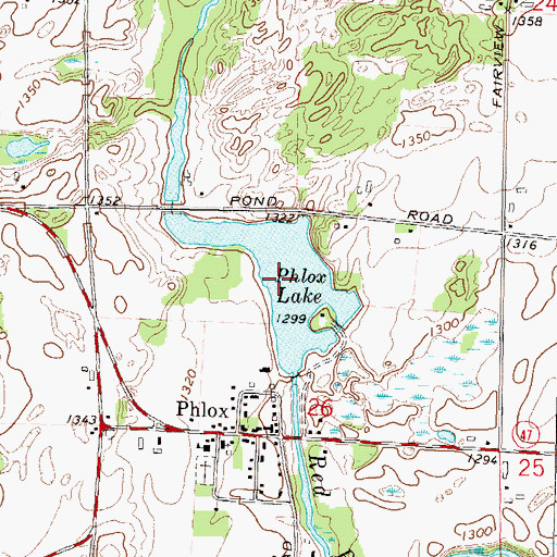 Topographic Map of Phlox Lake, WI