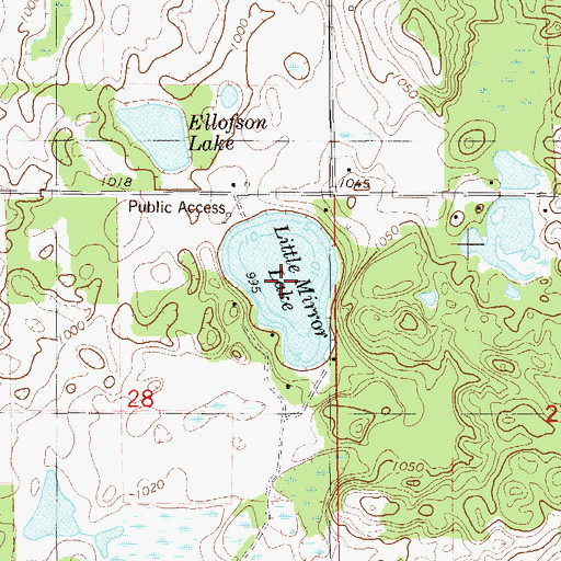 Topographic Map of Little Mirror Lake, WI