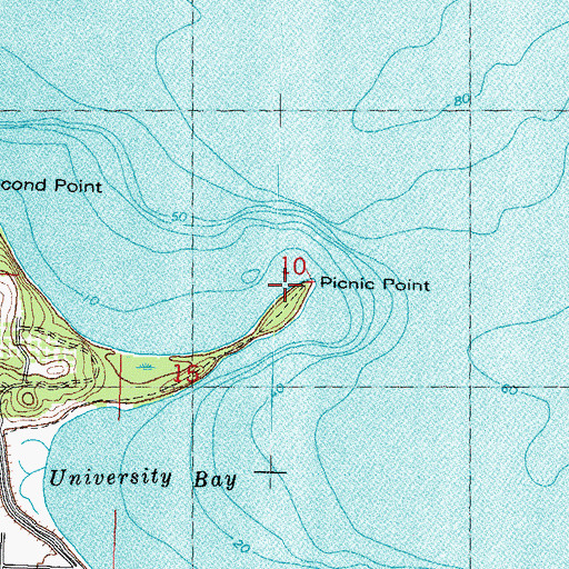 Topographic Map of Picnic Point, WI