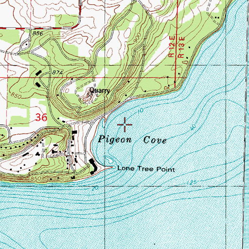 Topographic Map of Pigeon Cove, WI