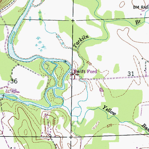 Topographic Map of Swift Ford, AL