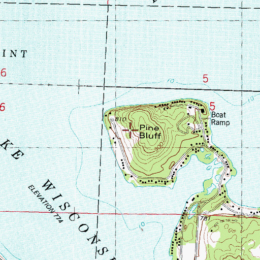 Topographic Map of Pine Bluff, WI
