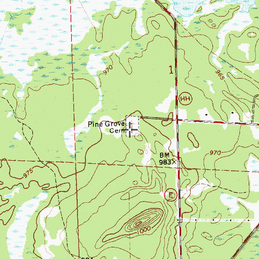 Topographic Map of Pine Grove Cemetery, WI