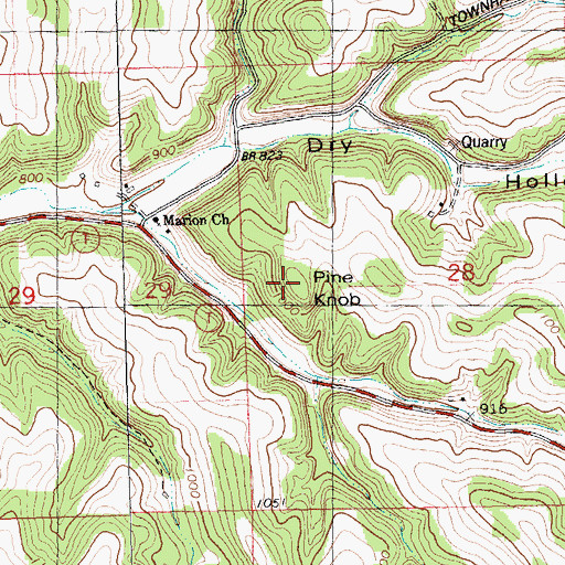 Topographic Map of Pine Knob, WI