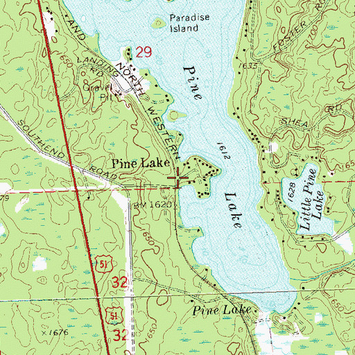 Topographic Map of Pine Lake, WI