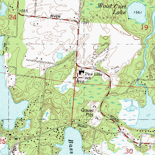 Topographic Map of Pine Lake Elementary School, WI