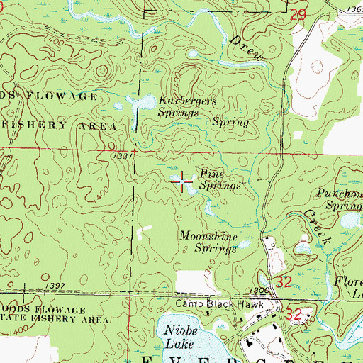 Topographic Map of Pine Springs, WI