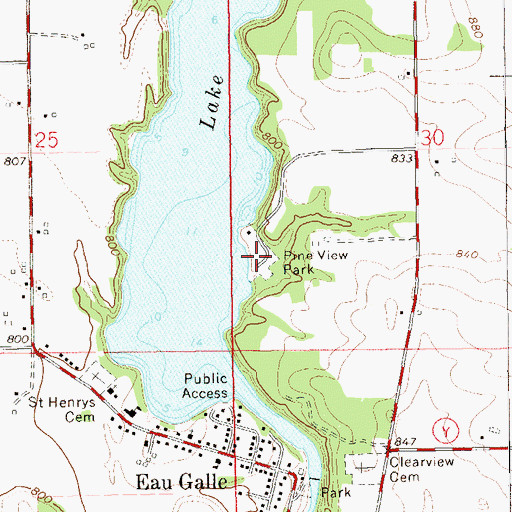 Topographic Map of Pine View Park, WI