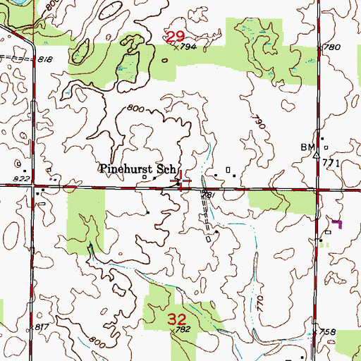 Topographic Map of Pinehurst School (historical), WI