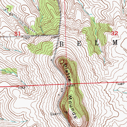 Topographic Map of Platte Mounds, WI