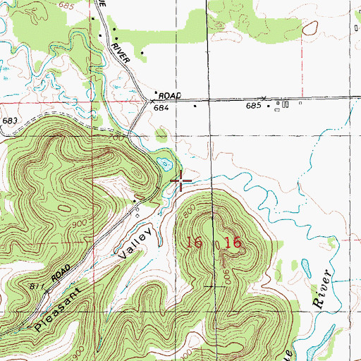 Topographic Map of Pleasant Valley, WI