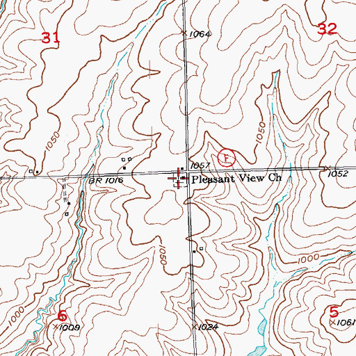 Topographic Map of Pleasant View Church, WI