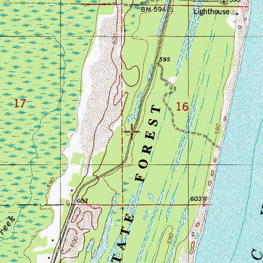 Topographic Map of Point Beach State Forest, WI