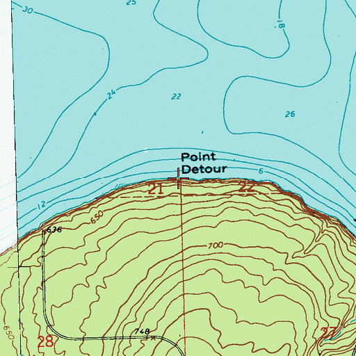 Topographic Map of Point Detour, WI