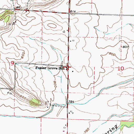 Topographic Map of Poplar Grove School, WI