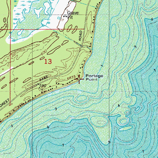Topographic Map of Portage Point, WI