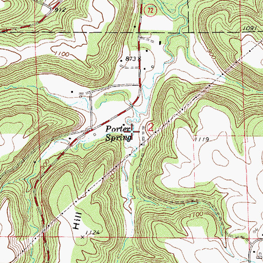 Topographic Map of Porter Spring, WI
