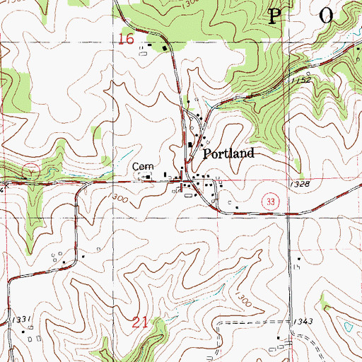 Topographic Map of Portland, WI