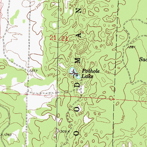 Topographic Map of Pothole Lake, WI