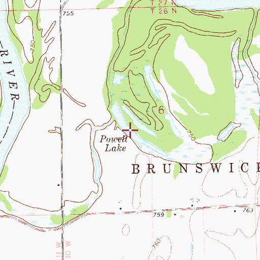 Topographic Map of Powell Lake, WI