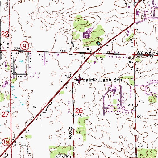 Topographic Map of Prairie Lane Elementary School, WI