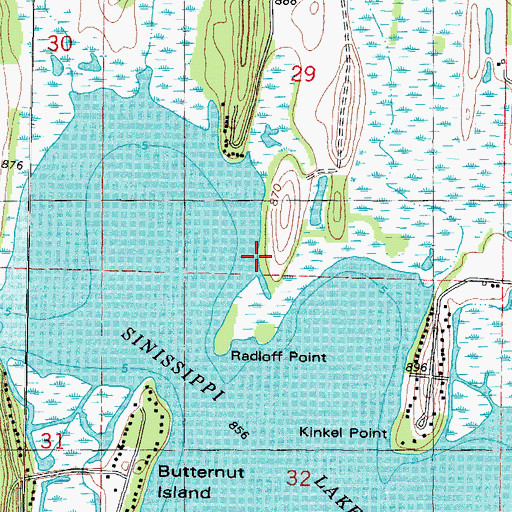 Topographic Map of Radloff Point, WI