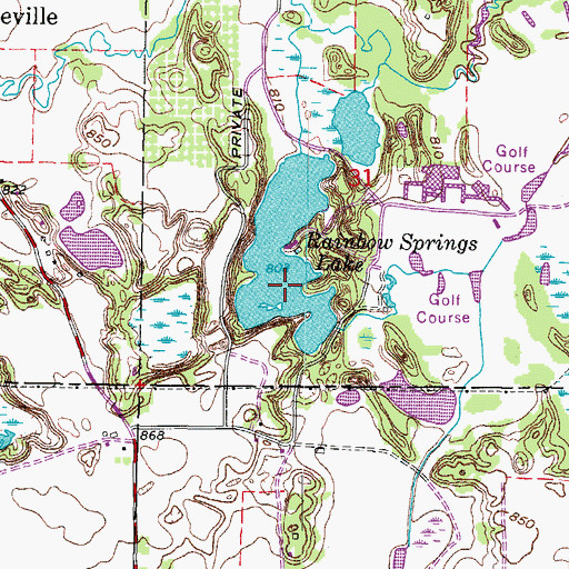 Topographic Map of Rainbow Springs Lake, WI